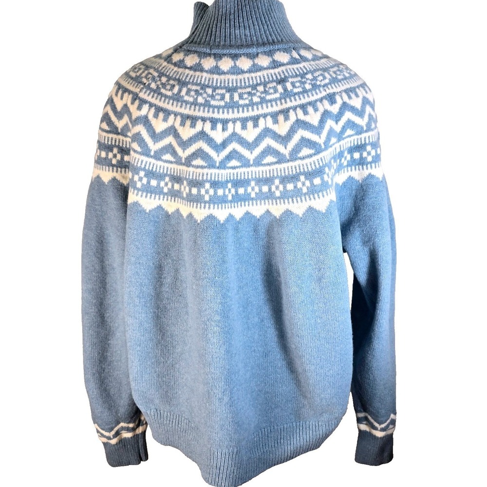 Boden Women's XL Marion Merino Wool Fair Isle Turtleneck Sweater Blue White K116 - Picture 3 of 10